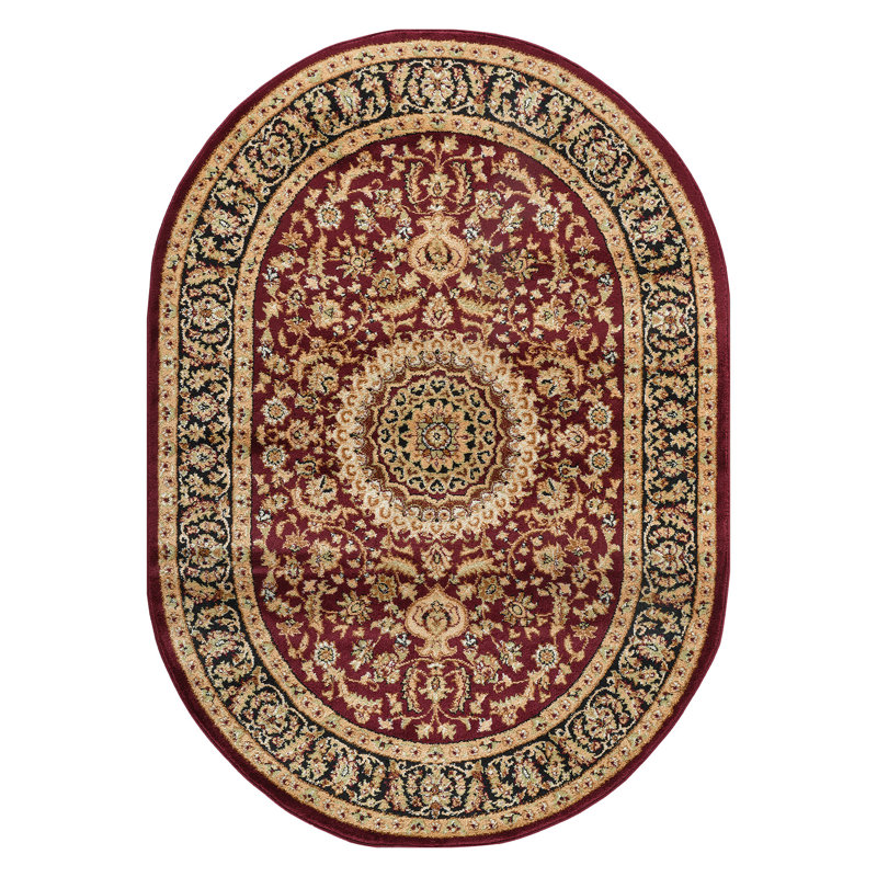 Tapis oriental bourgogne / moutarde / noir Shiflett, Ovale 5 pi x7 pi