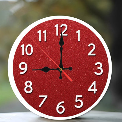 Numbers-1-To-12-On-Red-Glitter-Clock