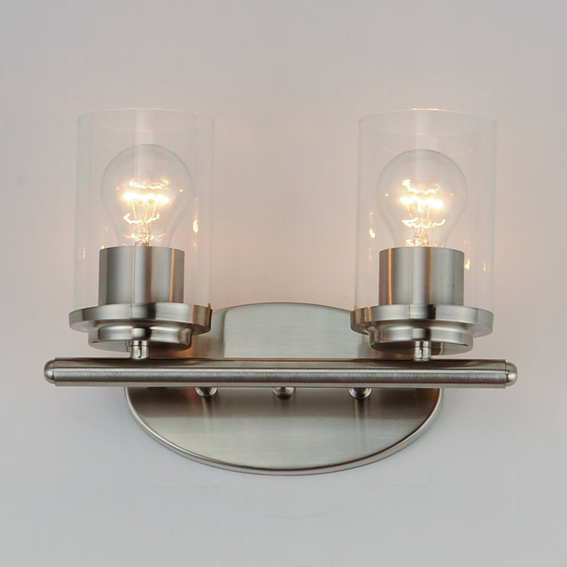 Éclairage pour meuble-lavabo à 2 lumières à intensité variable Badalucco, Nickel satiné