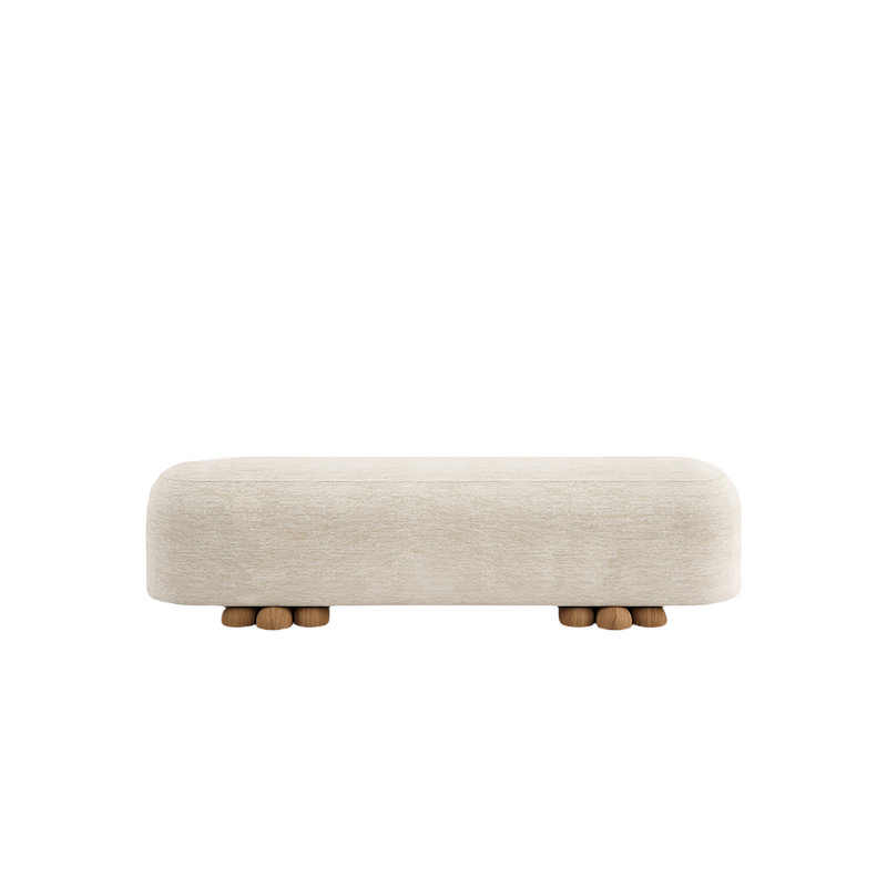 Banc rembourré en mélange de coton Gwyndaf, H 17,71 po x l 62,99 po x P 17,71 po