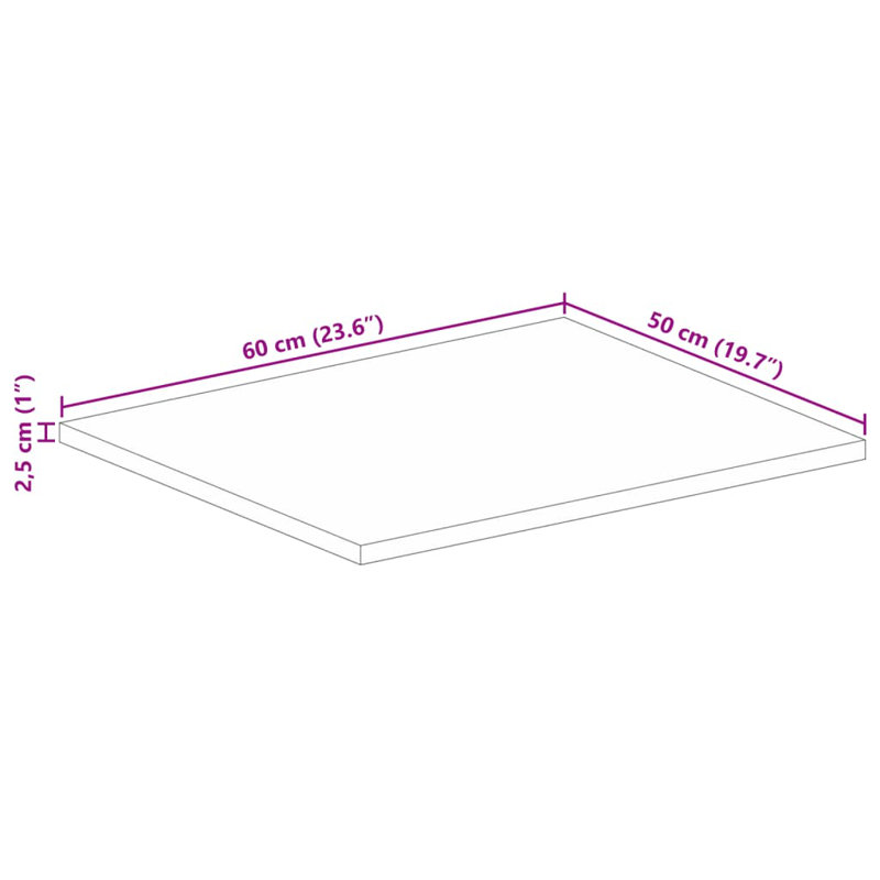Sobotka Solid Wood Table Top, 2.5cm H x 60cm W x 50cm D