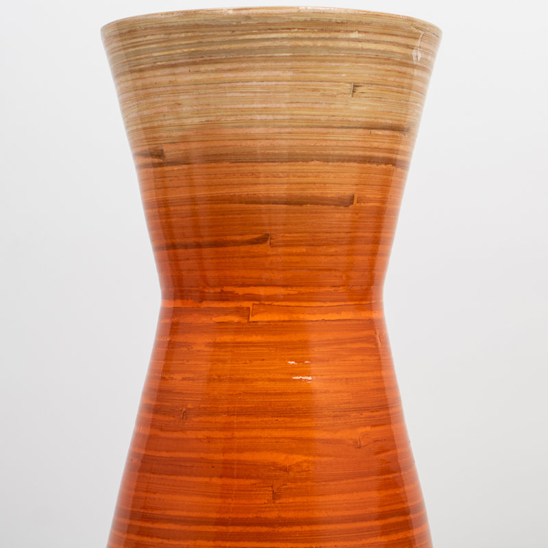 Vase de plancher en bambou, Orange, H 10,25 po x l 10,25 po x P 10,25 po