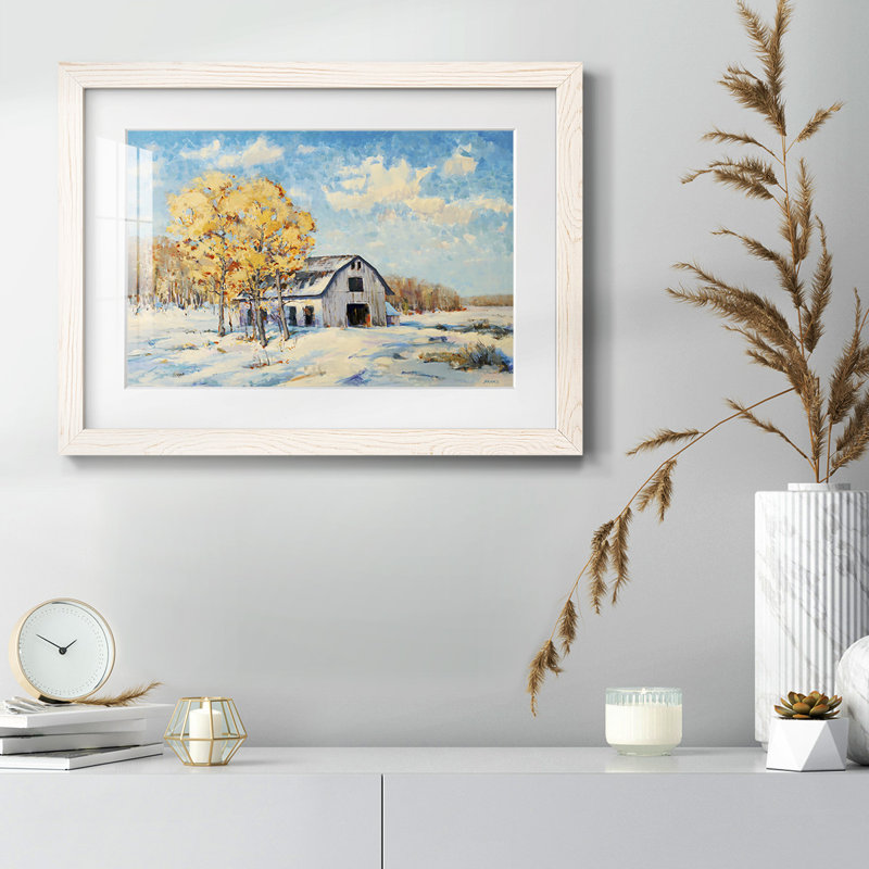 Grange d'automne, H 28 po x l 42 po x P 1,5 po, Blanc
