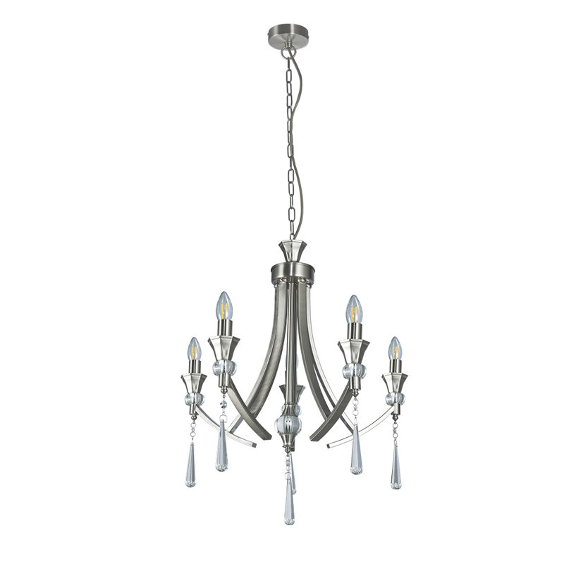 Eddings 5 - Light Candle Style Chandelier, Satin Chrome