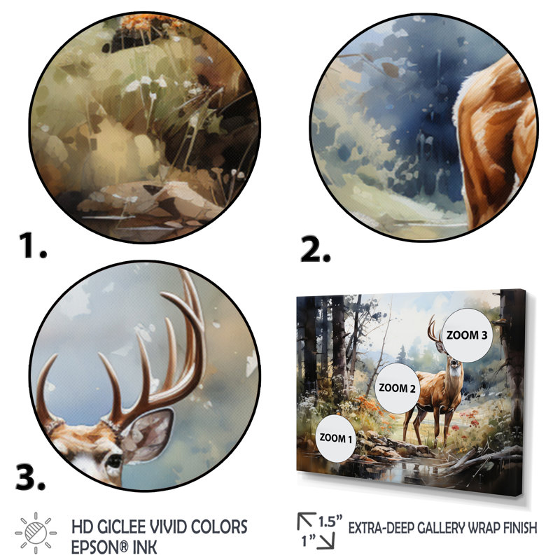 Deer Graceful Grazing - Print, 24" H x 32" W x 1" D, Silver Floater Framed