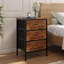 Nightstand Bedside Table with 3 Fabric Storage Drawers