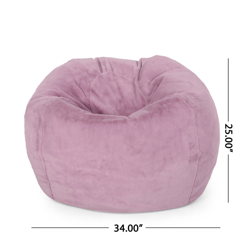 Fauteuil à billes arrondi en fausse fourrure Kavel de 3 pieds de couleur lavande - Mobilier décoratif moderne pour le salon et la chambre à coucher