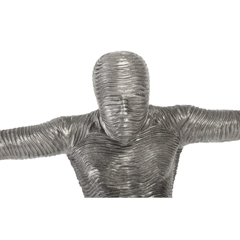 Transitional Large Silver Metal Outstretched Arms Statue