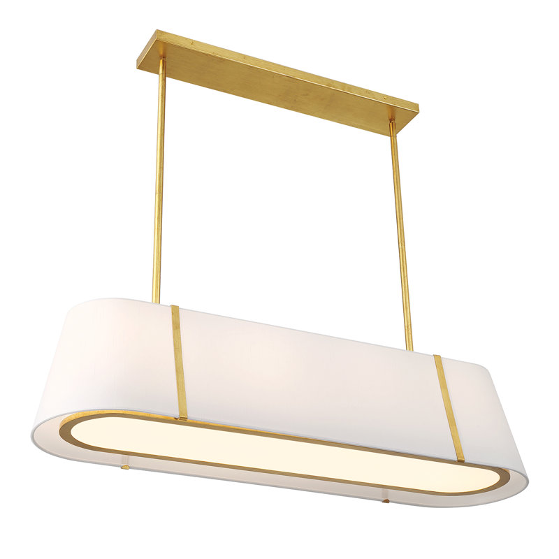 Lustre ovale linéaire 4 lumières Schumaker, Doré