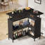 Unité de bar en forme de L de 36 po x 48 po avec repose-pieds - Armoire de coin moderne avec tablettes à 2 niveaux et supports en verre, mini table de bar industrielle noire pour la maison, la cuisine ou le pub