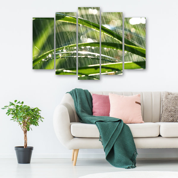 Ebern Designs Green Leaves - 5 Piece Wrapped Canvas Art Prints ...