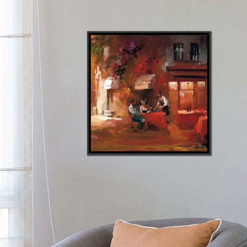 «Dinner for Two III», reproduction sur toile, H 37 po x l 37 po x P 1,5 po, Toile avec cadre noir, Pas de tapis