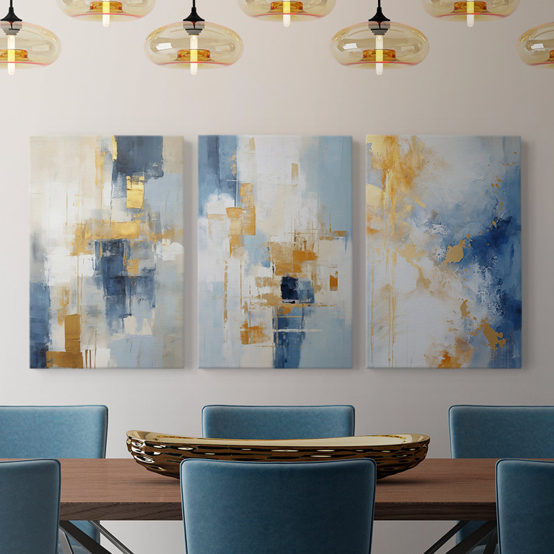 Abstract Series CLXXIX -Set Of 3 Gallery Wrapped Canvas -Ready to Hang, 27" H x 18" W