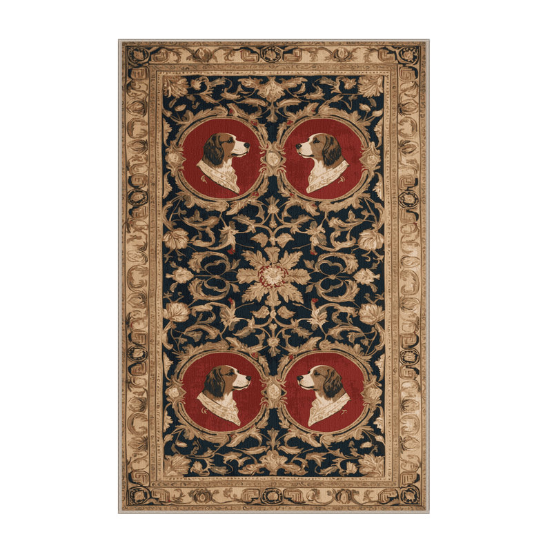 Tapis brun français lavable à la machine, Rectangle 5 pi x 7 pi