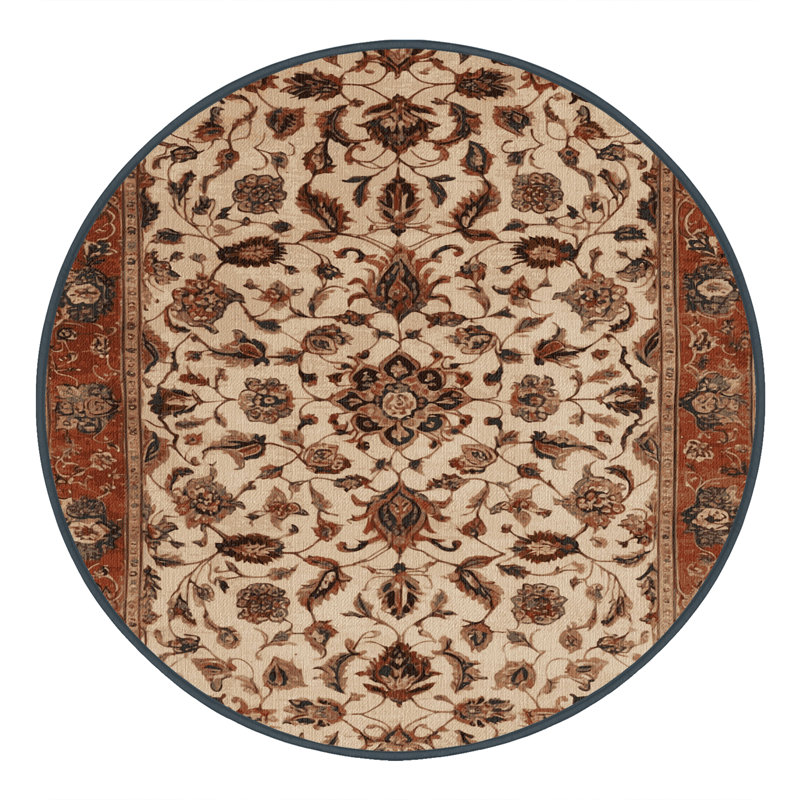 Tapis brun lavable à la machine, Rond 7 pi
