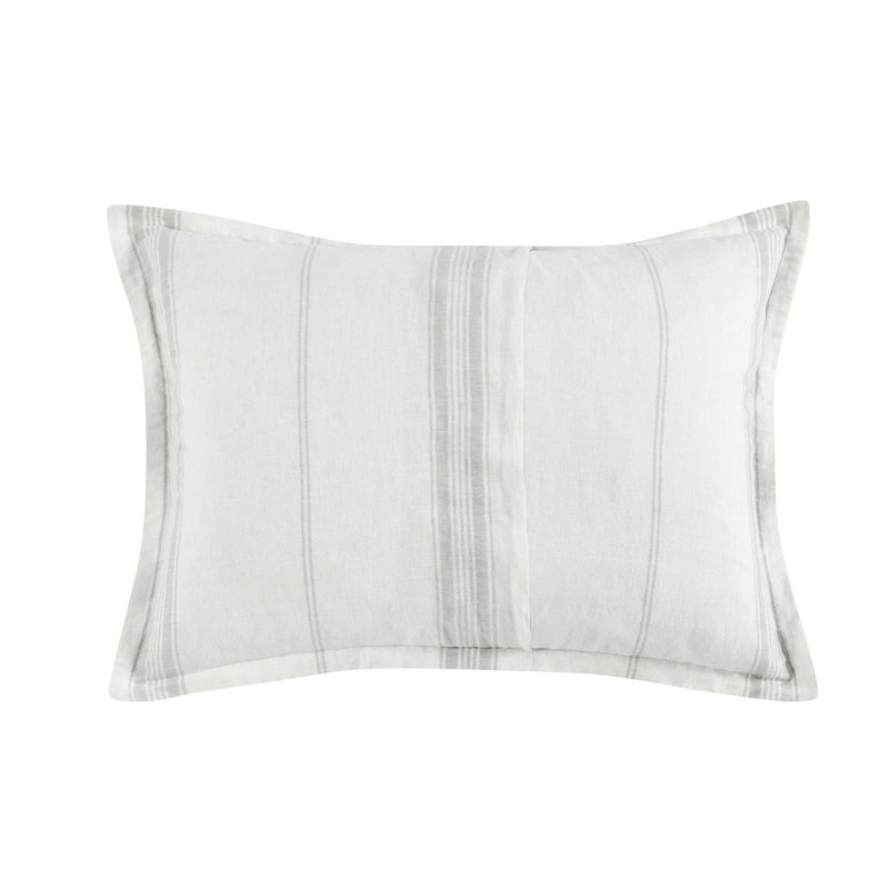 Fleta Stripe Cotton Blend Sham, Queen, White/Gray Stripe