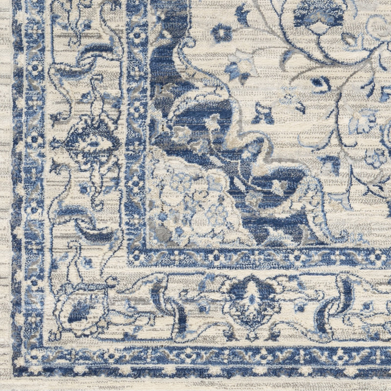 Swaney Blue/Gray Area Rug, Rectangle 2' x 3'