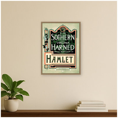 Reproduction d'art sur toile encadrée, "Vintage Theatre Play Hamlet PDX" par Corinna Buchholz of Piddix