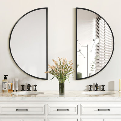 Round Metal Flat Wall Mirror (Set of 2)