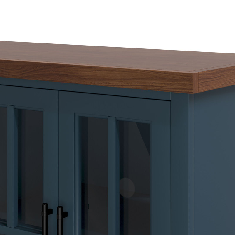 Meuble télé avec foyer 97 po pour téléviseur de 100 po ou moins Brixham, Denim / whisky