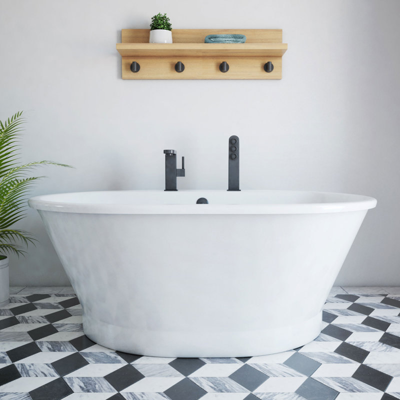 60" L x 42" W Free Standing Soaking Acrylic Bathtub