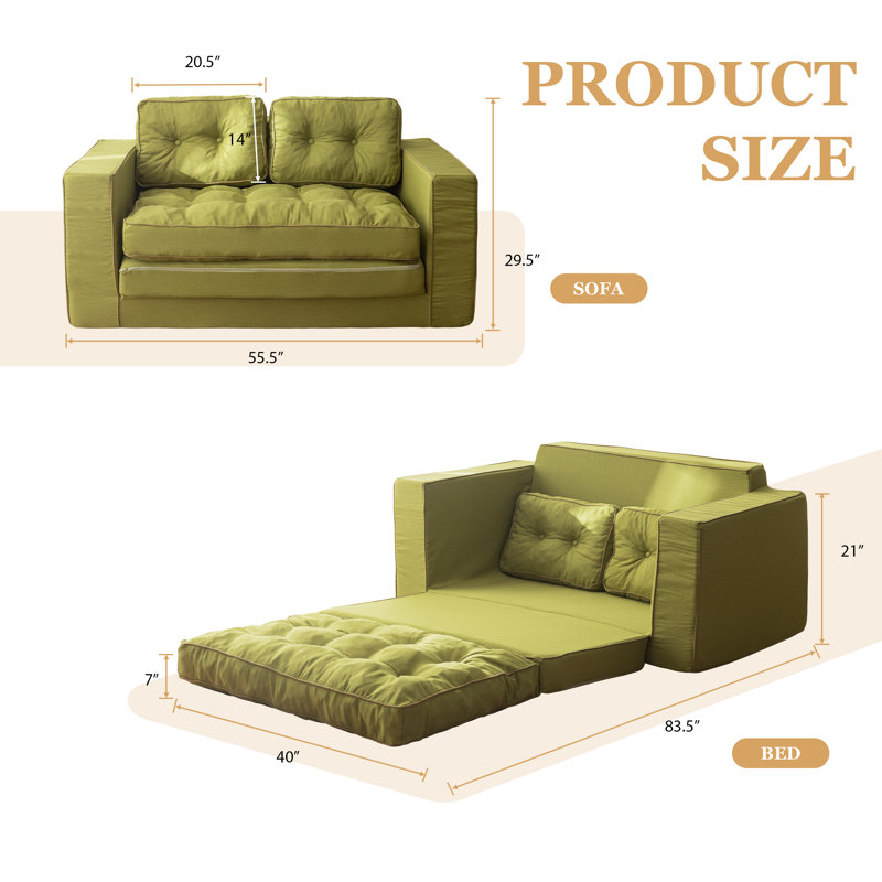 Canapé Bean Bag, canapé-lit 3 en 1, Vert