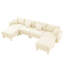 Tissu en U beige à 4 places avec coquille en forme de coquille, pieds cylindriques et canapé-lit modulaire rembourré, 2 repose-pieds mobiles pour les soirées cinéma-1406749665