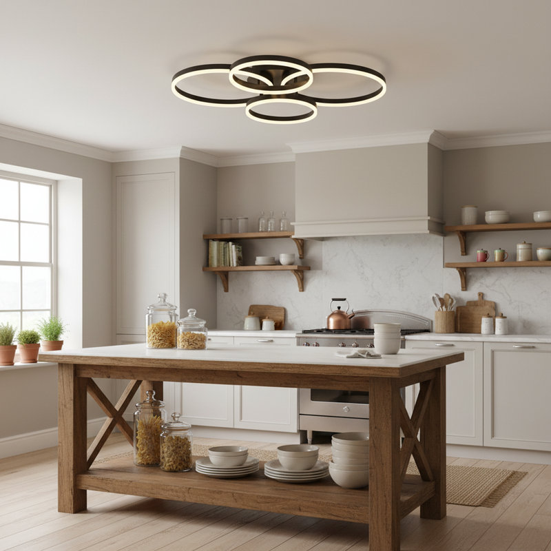 Luminaire encastré moderne 32,7 pouces à DEL pour télécommande de chambre à coucher, Noir mat