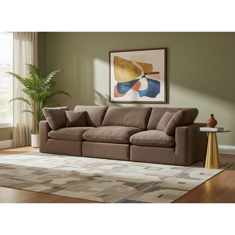 Ivoryanna 119'' Velvet Sofa, Brown Velvet
