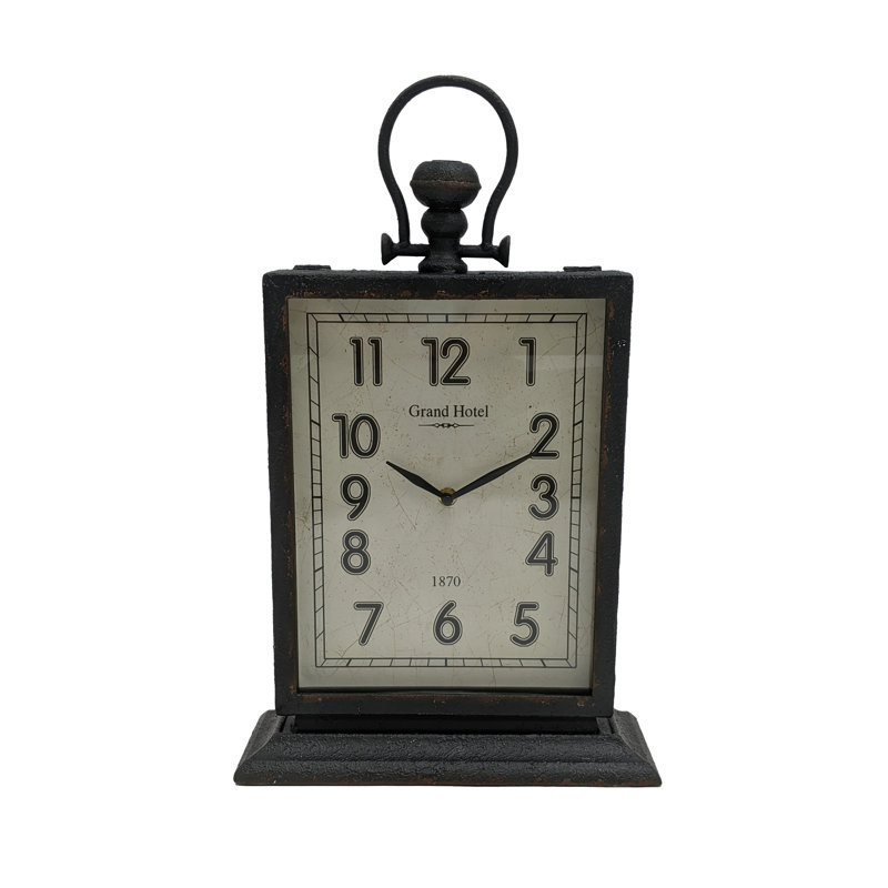 Analog Metal Mechanical Tabletop Clock in Gray