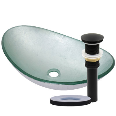 Lavabo de salle de bain vasque ovale en verre argenté