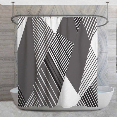 Rideau de douche à motif géométrique abstrait