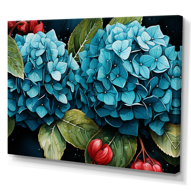 «Blue Hydrangea Bouquet Harmony - Hydrangea», art mural, Toile tendue, H 30 po x l 40 po x P 1,5 po