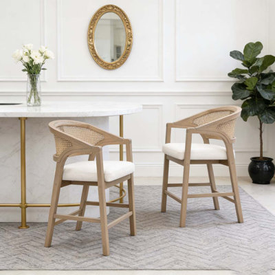 Wooden Frame Counter stool with rattan back