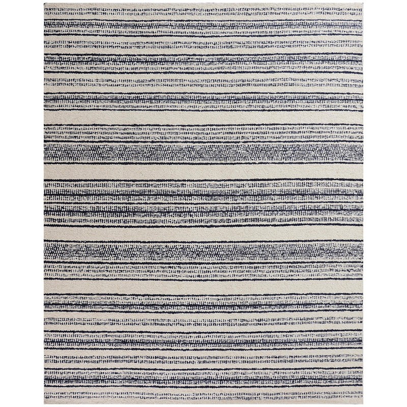 Tapis ivoire / bleu marine noué à la main de haute qualité, Rectangle incorrect 2 pi x 3 pi