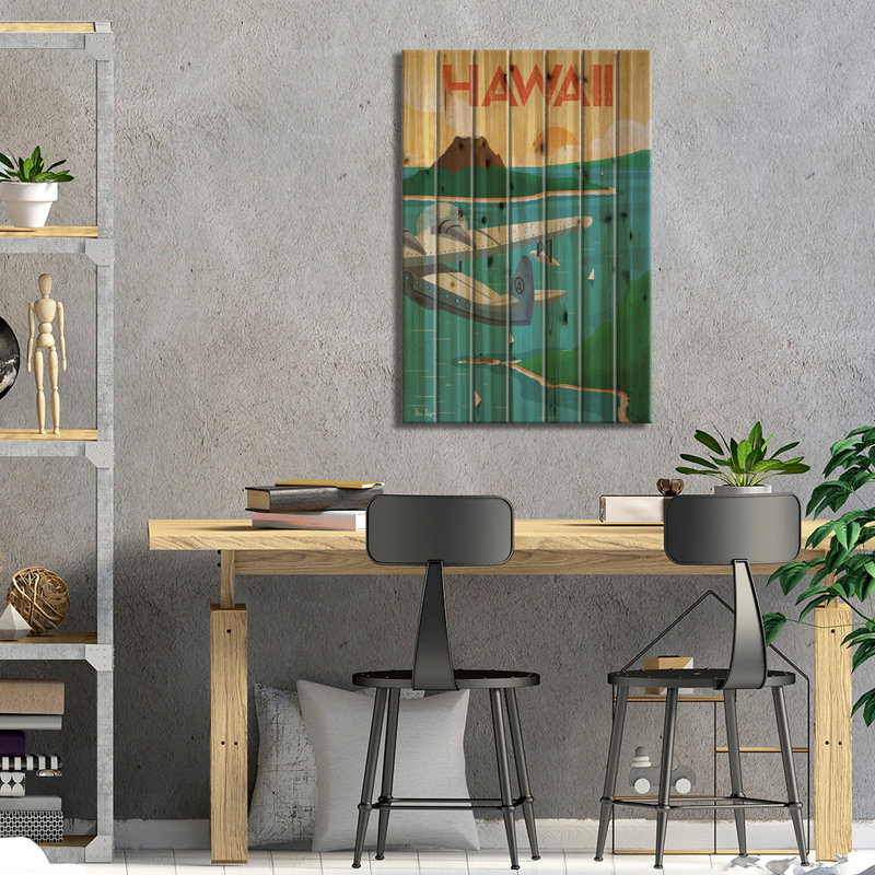 Affiche d'Hawaï, H 40 po x l 26 po x P 1,5 po