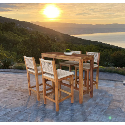 Acacia Solid Wood Patio Dining Set Table,