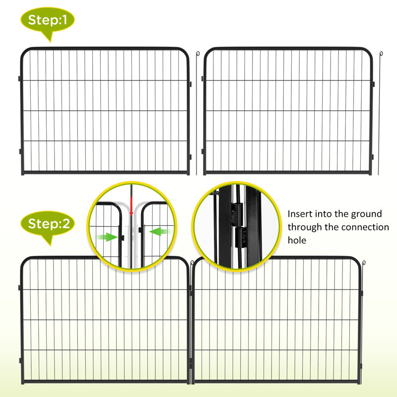 Black Metal 32x24 Inch Round Dog Playpen for Medium Dogs