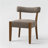 Mid-Century Modern Dining Chairs Brown Fabric Upholstered Wood Frame Kitchen Chairs-1515309340