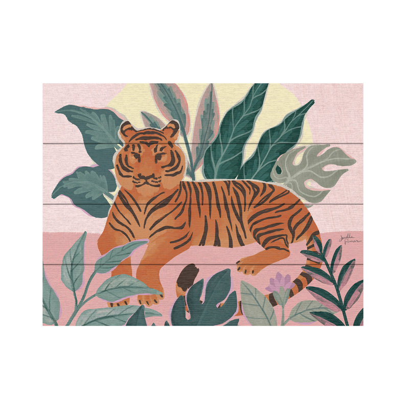Janelle Penner Big Cat Beauty III Pink Wood Slat Art, H 12 po x l 16 po
