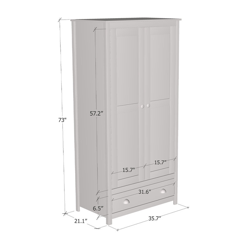 Armoire 35,7 po avec tablettes réglables Topazio, Blanc / Naturel