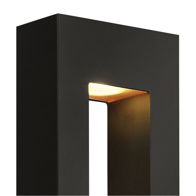 Plafonnier encastré d'extérieur en verre givré Atlantis, Noir satiné, H 16 po x l 6 po x P 3,5 po