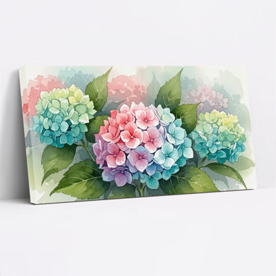 Ensemble de 1 tableau mural aquarelle florale d'hortensia