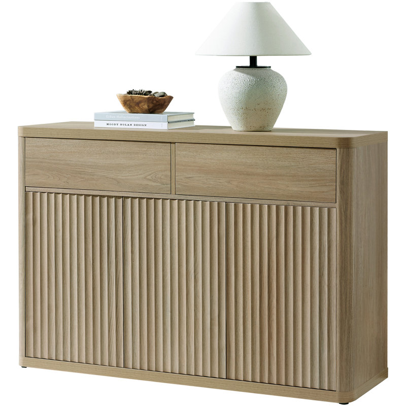 Cesiro 50.15''W Storage Sideboard With 2-Draw And 3-Door, Natural Oak, 1