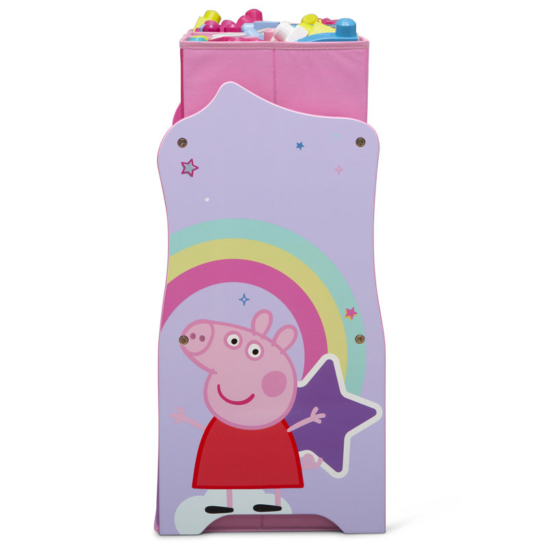 Peppa Pig Pink Wooden Stackable Toy Organizer with Fabric Bins
