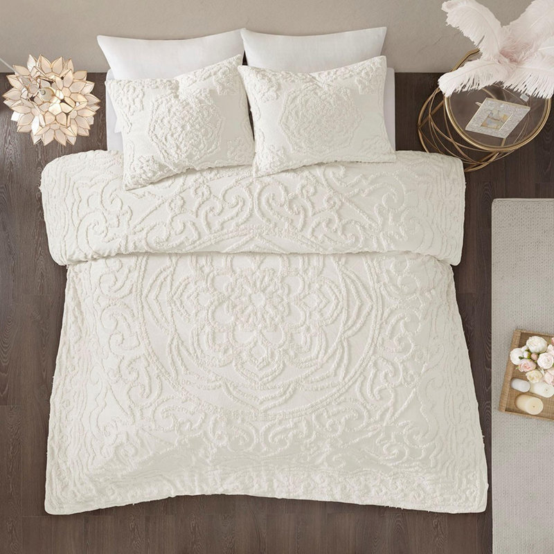 Tufted Cotton Chenille Comforter 2 Piece Set