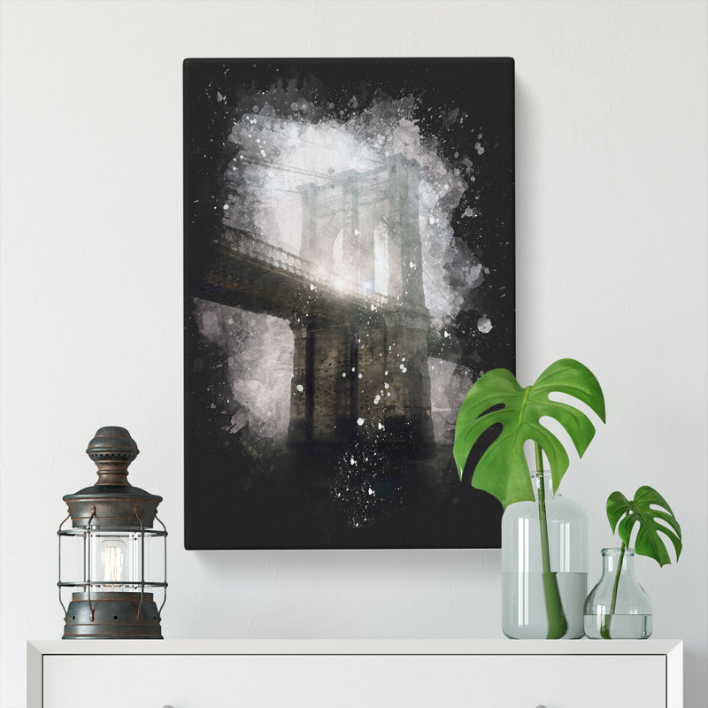 Lights of Brooklyn Bridge - Wrapped Canvas, 60cm H x 40cm W x 3cm D