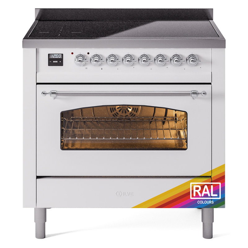 ILVE Nostalgie II Series 36 inch Induction Range with 6 Induction Elements (Glass Door), RAL/Chrome