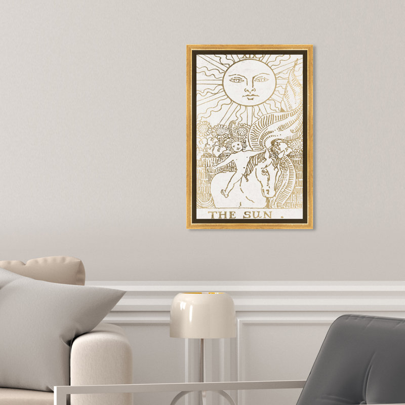 " The Sun Tarot Luxe ", 36" H x 24" W, Gold Framed