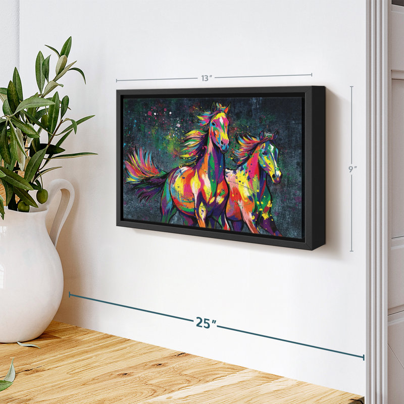 Animal "Deux chevaux, peinture murale", H 9 po x l 13 po
